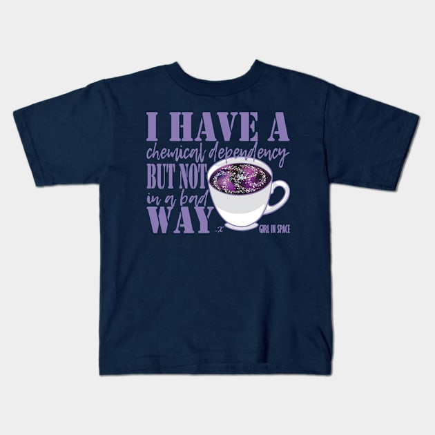 Girl in Space Coffee Dependency Kids T-Shirt by Desdymona